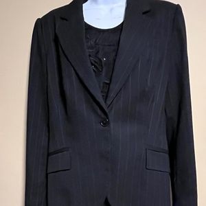 Zara Basic Blk/Grey Pinstrip Suit SZ XL Jacket/10 Pant